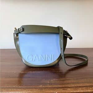 Ganni Olive and Sky Blue Crossbody Bag